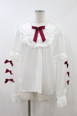 画像1: Amavel / Ribbon Ribbon パールカラーブラウス Free オフ/レッド H-26-08-06-055-CA-BL-NS-ZH (1)