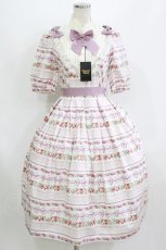 画像1: Innocent World / リボンローズワンピース M パープル×生成/Purple×Beige H-26-08-07-001-IW-OP-NS-ZH (1)