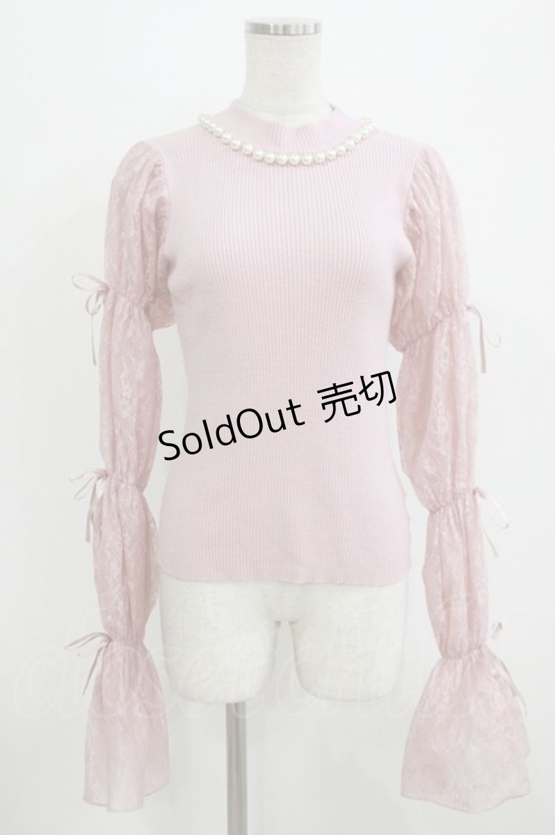 画像1: Swankiss / HB lace sleeve knit Free ピンク H-26-08-07-039-LO-TO-NS-ZH (1)