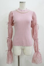 画像1: Swankiss / HB lace sleeve knit Free ピンク H-26-08-07-039-LO-TO-NS-ZH (1)