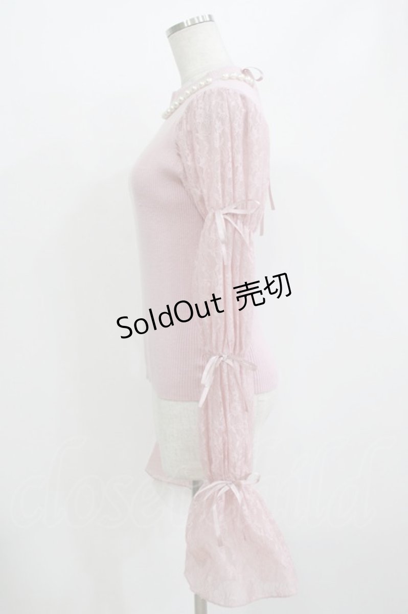 画像2: Swankiss / HB lace sleeve knit Free ピンク H-26-08-07-039-LO-TO-NS-ZH (2)