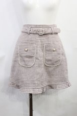 画像1: Honey Cinnamon / チェックフリル台形スカート F ピンク H-26-08-07-1018-LO-SK-YZ-ZH (1)
