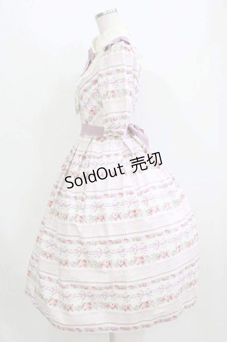 画像2: Innocent World / リボンローズワンピース M パープル×生成/Purple×Beige H-26-08-07-001-IW-OP-NS-ZH (2)