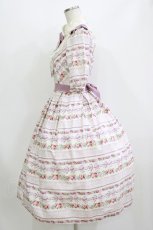 画像2: Innocent World / リボンローズワンピース M パープル×生成/Purple×Beige H-26-08-07-001-IW-OP-NS-ZH (2)