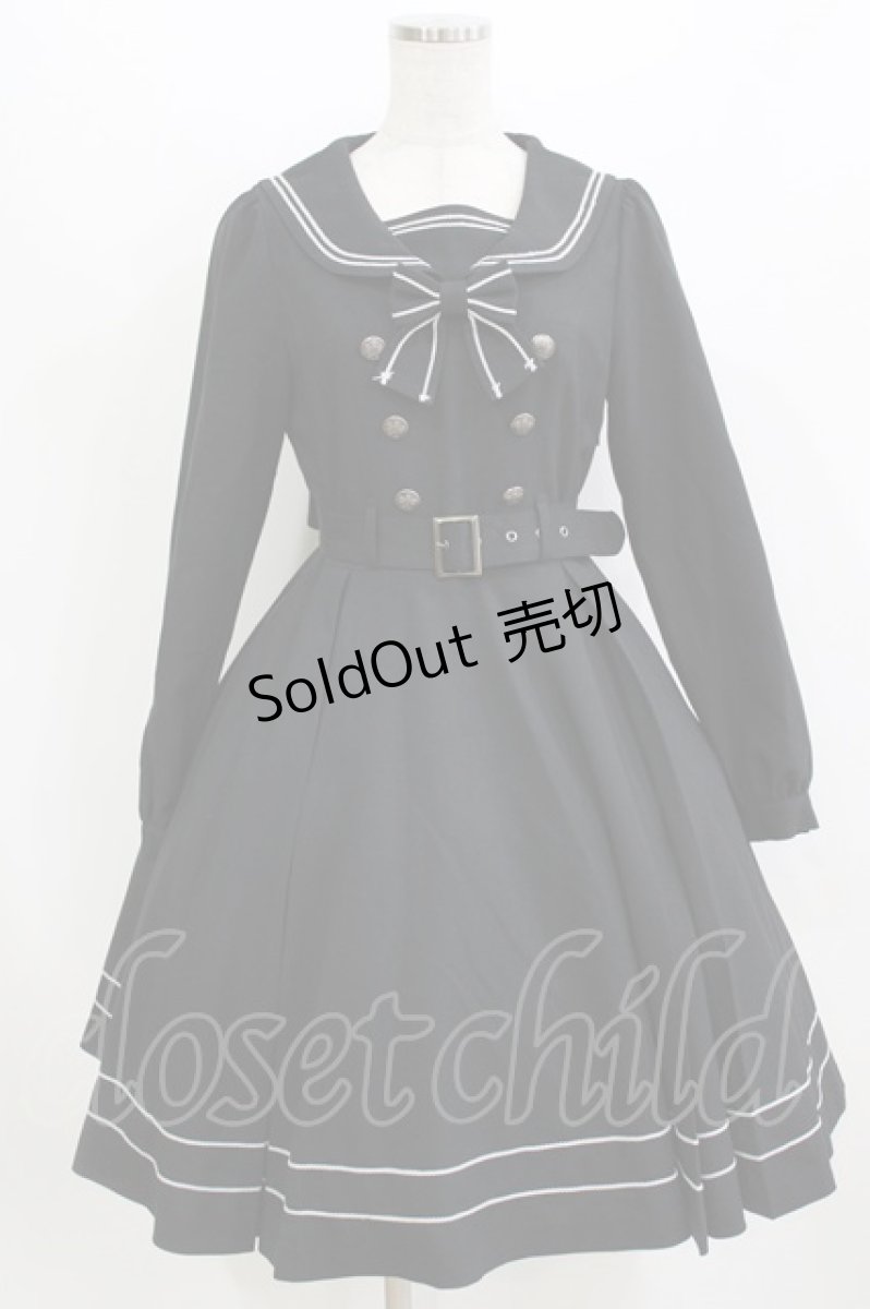 画像1: metamorphose / 長袖セーラーリボンワンピース（無地）（2022年） サイズ1 ブラック H-26-08-07-002-ME-OP-NS-ZH (1)