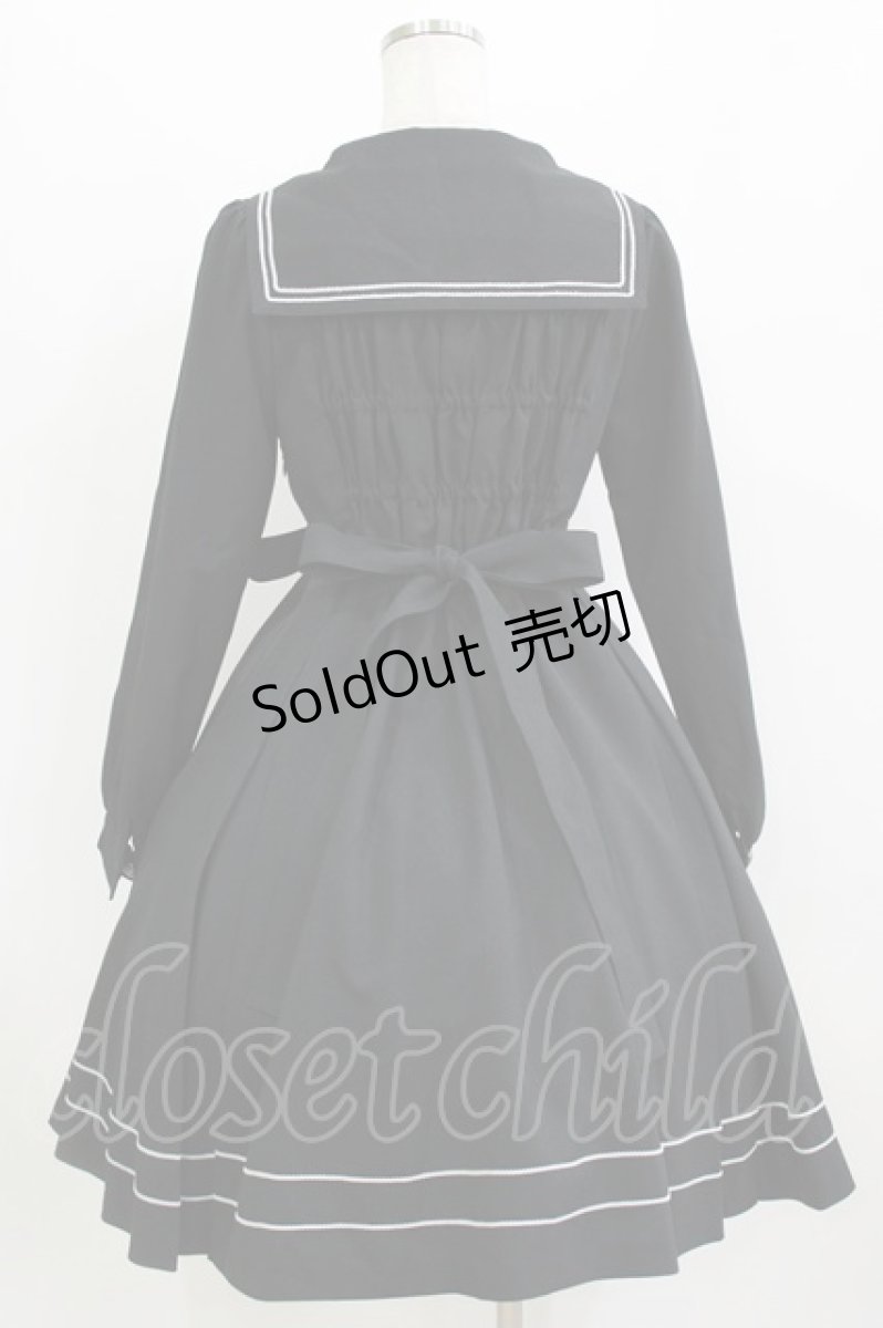 画像3: metamorphose / 長袖セーラーリボンワンピース（無地）（2022年） サイズ1 ブラック H-26-08-07-002-ME-OP-NS-ZH (3)