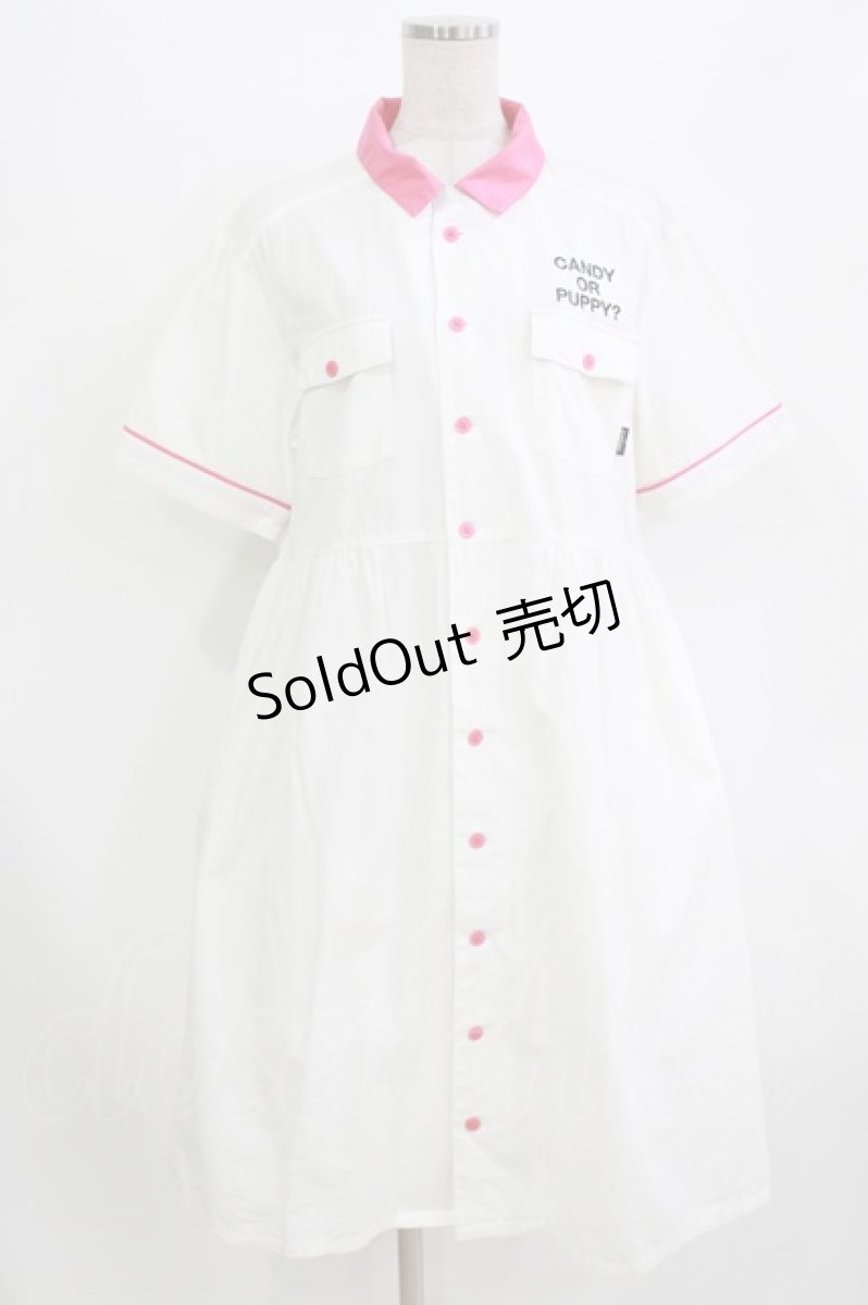 画像1: Candy Stripper / CANDY OR PUPPYシャツワンピース 2 WHITE H-26-08-08-025-PU-SK-AK-ZH (1)