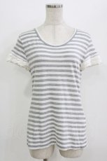 画像1: Jane Marple / 袖レースボーダーカットソー M グレー H-26-08-08-037-JM-TO-AK-ZH (1)