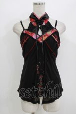 画像1: Ozz oneste / ホルターネックキャミソール  黒 H-26-08-08-041-OO-TO-AK-ZH (1)