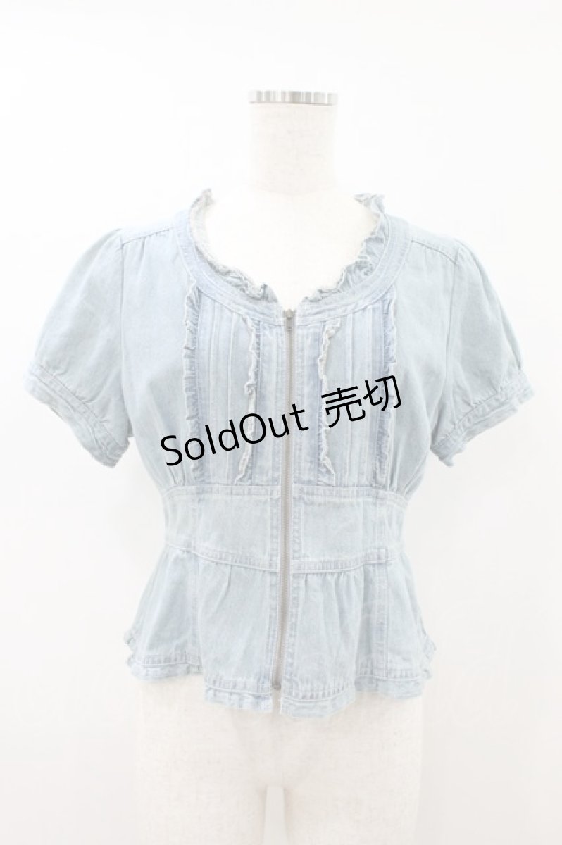 画像1: axes femme / レースアップデニムジャケット M ブルー H-26-08-08-1058-AX-JA-NS-ZH (1)