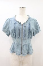 画像1: axes femme / レースアップデニムジャケット M ブルー H-26-08-08-1058-AX-JA-NS-ZH (1)