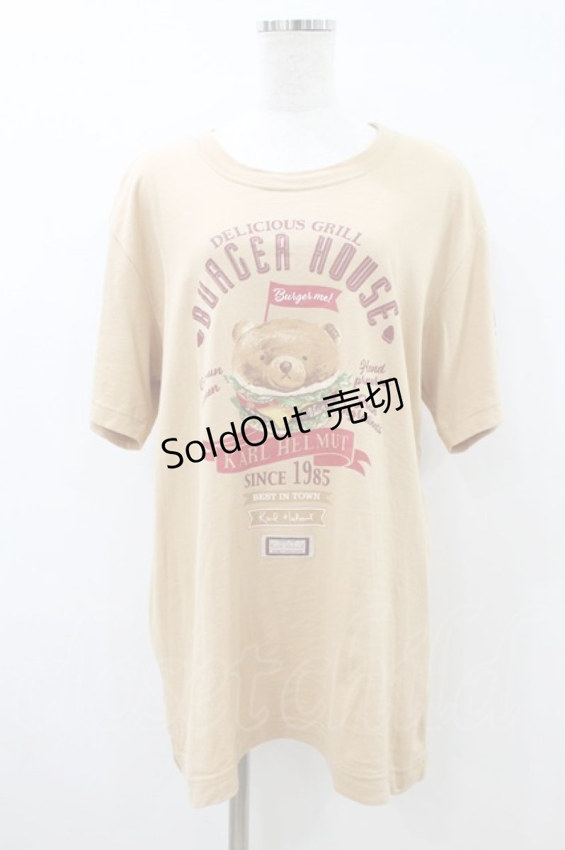 画像1: Karl Helmut / ハンバーガーカールくんTシャツ L ベージュ H-26-08-08-1061-EL-TS-NS-ZH (1)