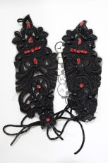 画像1: DEVIL FASHION / Gothic flower shaped sleeves with diamonds  ブラック H-26-08-08-063-PU-ZA-KB-ZH (1)