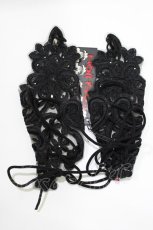 画像2: DEVIL FASHION / Gothic flower shaped sleeves with diamonds  ブラック H-26-08-08-063-PU-ZA-KB-ZH (2)