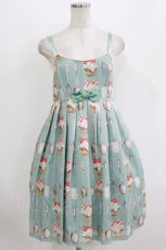 画像1: Emily Temple cute / カップケーキ＆カトラリープリントノースリーブワンピース  サックス H-26-08-08-016-ET-OP-AK-ZH (1)