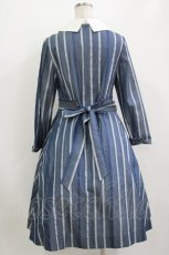 画像3: Jane Marple / Ribbon stripe jacquardのパプリックドレス  ブルーグレー H-26-08-09-038-JM-OP-KB-ZH (3)