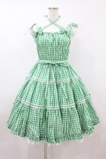 画像1: Angelic Pretty / ギンガムシャーリングジャンパースカート Free グリーン H-26-08-09-1023-AP-OP-NS-ZH (1)