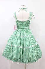 画像2: Angelic Pretty / ギンガムシャーリングジャンパースカート Free グリーン H-26-08-09-1023-AP-OP-NS-ZH (2)