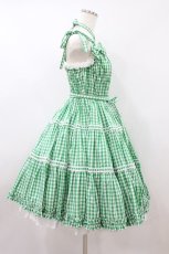 画像3: Angelic Pretty / ギンガムシャーリングジャンパースカート Free グリーン H-26-08-09-1023-AP-OP-NS-ZH (3)