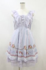画像1: axes femme / ストライプパリメルヘン柄ワンピース M ラベンダー H-26-08-09-1043-AX-OP-NS-ZH (1)