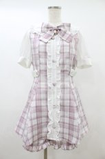 画像1: Ank Rouge / チェックフリルコンビネゾン M ピンク H-26-08-09-1006-CA-OP-NS-ZH (1)