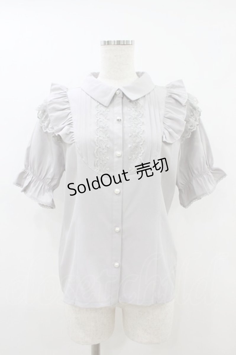 画像1: axes femme POETIQUE / レース使いフリルブラウス M グレー H-26-08-09-1055-AX-BL-NS-ZH (1)