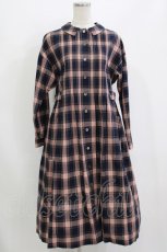 画像1: Jane Marple / British Checkのタブリエドレス  ネイビー H-26-08-09-011-JM-OP-KB-ZH (1)