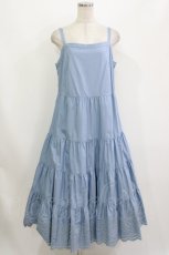 画像1: Jane Marple Dans Le Salon / Typewriter lace tiered dress  ブルー H-26-08-09-012-JM-OP-KB-ZH (1)