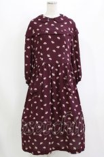 画像1: Jane Marple Dans Le Salon / Floating flowers afternoon dress  ワイン H-26-08-09-002-JM-OP-KB-ZH (1)