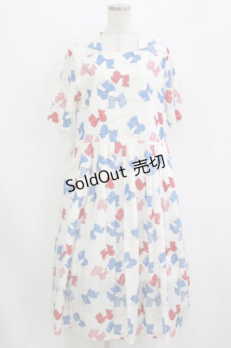 画像1: Jane Marple / Anniversary ribbonsマリンカラードレス M オフ H-26-08-09-014-JM-OP-KB-ZH (1)