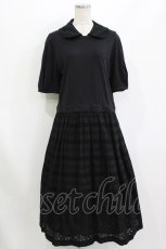 画像1: Jane Marple / ヴィンテージストライプレースコラボレーションドレス  ブラック×ブラック H-26-08-09-016-JM-OP-KB-ZH (1)