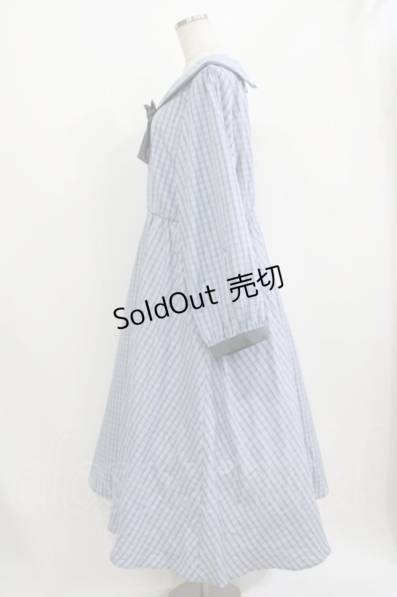 画像2: m petit by misako / AOKリボンチェックワンピース 4L ブルー H-26-08-10-027-LO-OP-NS-ZH (2)