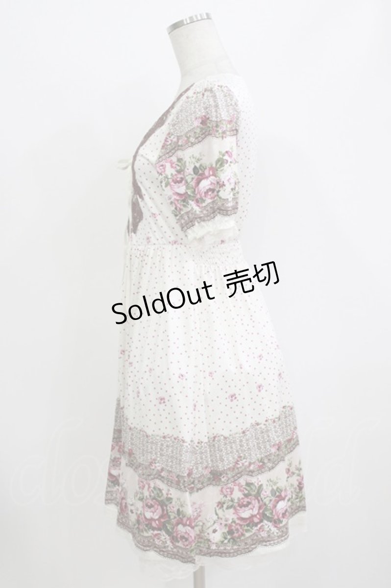 画像2: axes femme / 花柄ドットワンピース M オフ H-26-08-10-033-AX-OP-NS-ZH (2)