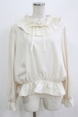 画像1: m petit by misako / フリルペプラムブラウス 4L アイボリー H-26-08-10-051-LO-BL-NS-ZH (1)