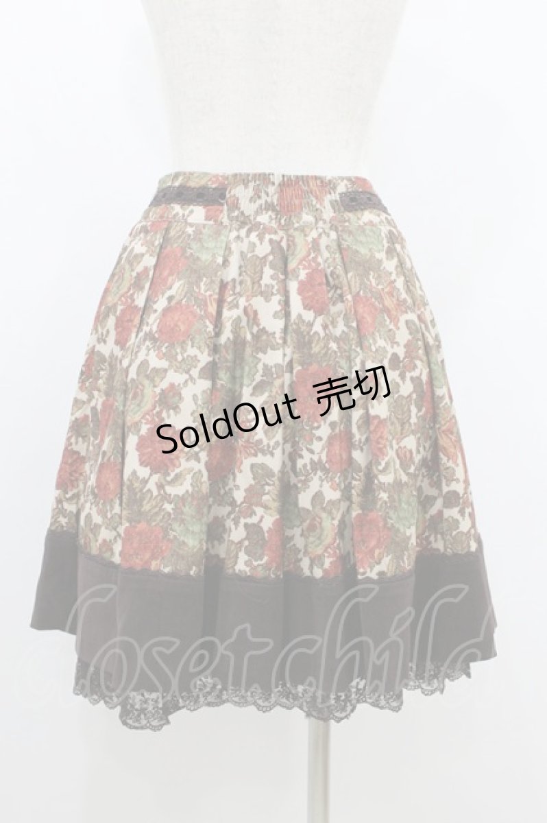 画像2: axes femme / ゴブラン風プリントスカート M ブラウン H-26-08-10-1011-AX-SK-YZ-ZH (2)