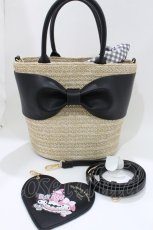 画像1: m petit by misako / サンリオキャラクターズコラボ/AM*2Wリボンバッグ  オフ/ブラック H-26-08-10-1038-LO-BG-NS-ZH (1)