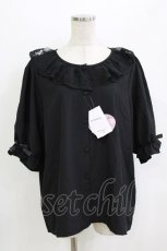 画像1: m petit by misako / MSKデシンレースエリブラウス 3L ブラック H-26-08-10-054-LO-BL-NS-ZH (1)