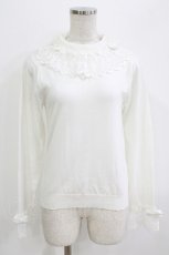 画像1: axes femme kawaii / レーシーフリルニットプル M 白 H-26-08-10-057-AX-TO-NS-ZH (1)