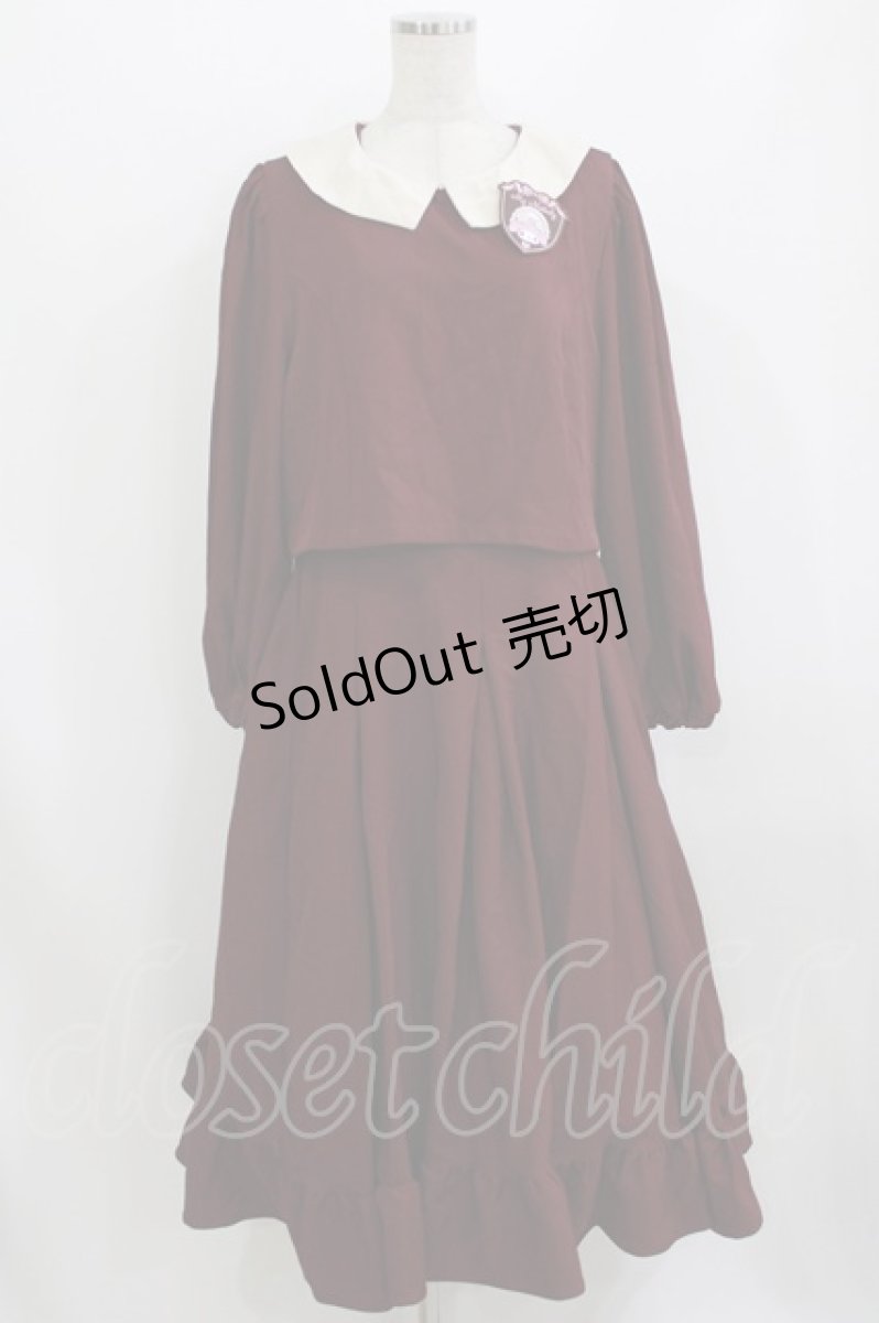画像1: m petit by misako / サンリオキャラクターズコラボ マイメロディワッペン付きワンピース LL ボルドー H-26-08-10-011-LO-OP-NS-ZH (1)