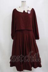 画像1: m petit by misako / サンリオキャラクターズコラボ マイメロディワッペン付きワンピース LL ボルドー H-26-08-10-011-LO-OP-NS-ZH (1)