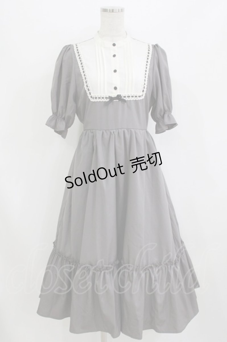 画像1: m petit by misako / 配色切り替えワンピース S グレー H-26-08-10-013-LO-OP-NS-ZH (1)