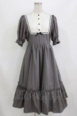 画像1: m petit by misako / 配色切り替えワンピース S グレー H-26-08-10-013-LO-OP-NS-ZH (1)