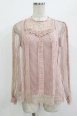 画像1: axes femme / プチスタンドレーシーブラウス M ピンク H-26-08-11-044-AX-BL-NS-ZH (1)