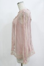 画像2: axes femme / プチスタンドレーシーブラウス M ピンク H-26-08-11-044-AX-BL-NS-ZH (2)