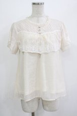 画像1: axes femme / 被せレースシフォンプルオーバー M 生成り H-26-08-11-052-AX-TO-NS-ZH (1)