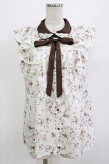 画像1: axes femme / 小花柄ノースリフリルBL M オフ/ブラウン H-26-08-11-055-AX-BL-NS-ZH (1)