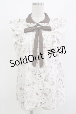Preview of 小花柄ノースリフリルBL M オフ/ブラウン