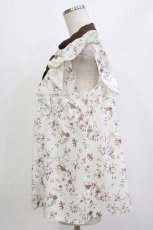 画像2: axes femme / 小花柄ノースリフリルBL M オフ/ブラウン H-26-08-11-055-AX-BL-NS-ZH (2)