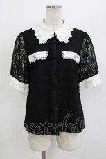 画像1: DearMyLove / ビジューブローチレースブラウス L ブラック H-26-08-11-057-GO-BL-NS-ZH (1)