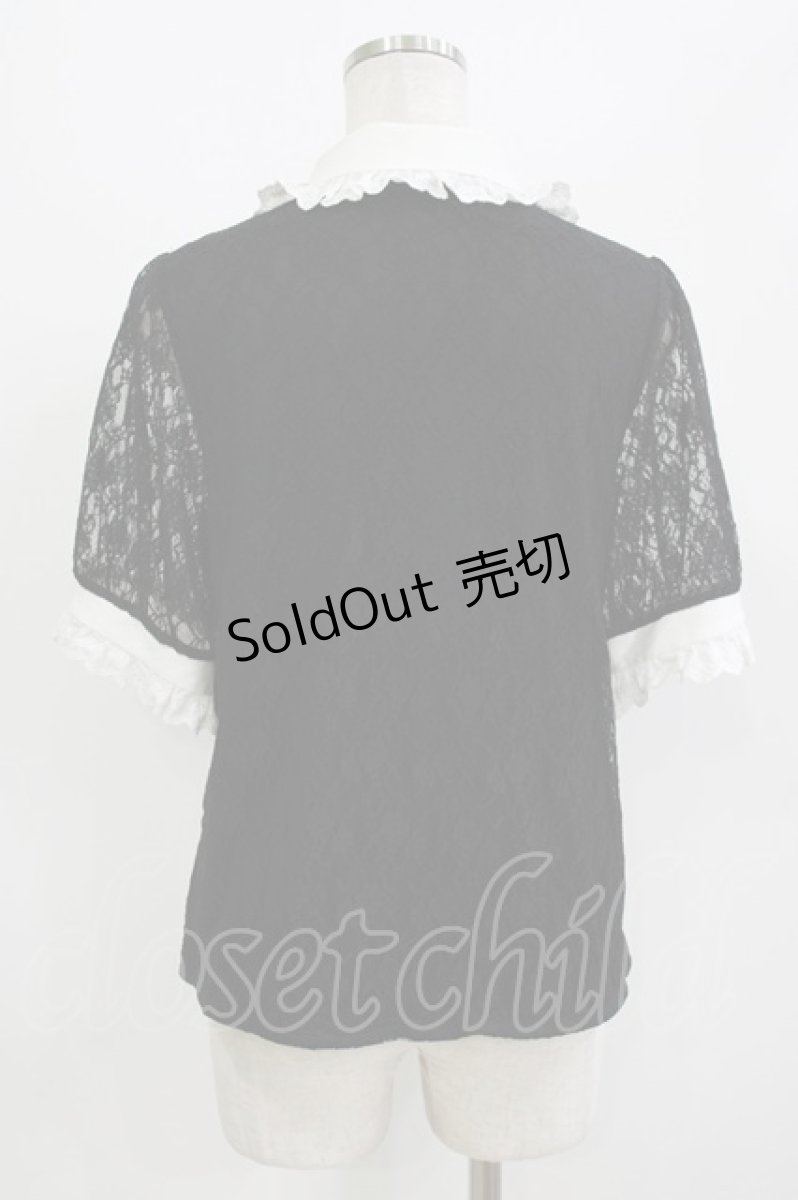 画像3: DearMyLove / ビジューブローチレースブラウス L ブラック H-26-08-11-057-GO-BL-NS-ZH (3)